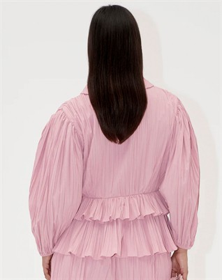Balloon Sleeve Tie Bluse - Pink Nectar